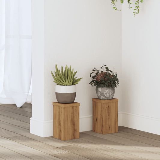 Plant Stands 2 pcs Artisan Oak 10x10x18 cm Engineered Wood