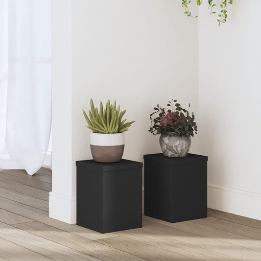 Plant Stands 2 pcs Black 15x15x20 cm Engineered Wood