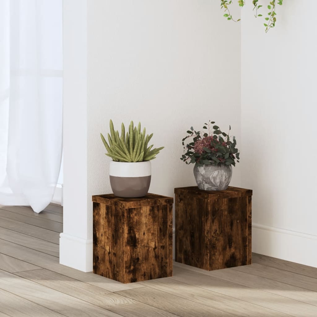 Plant Stands 2 pcs Smoked Oak 15x15x20 cm Engineered Wood