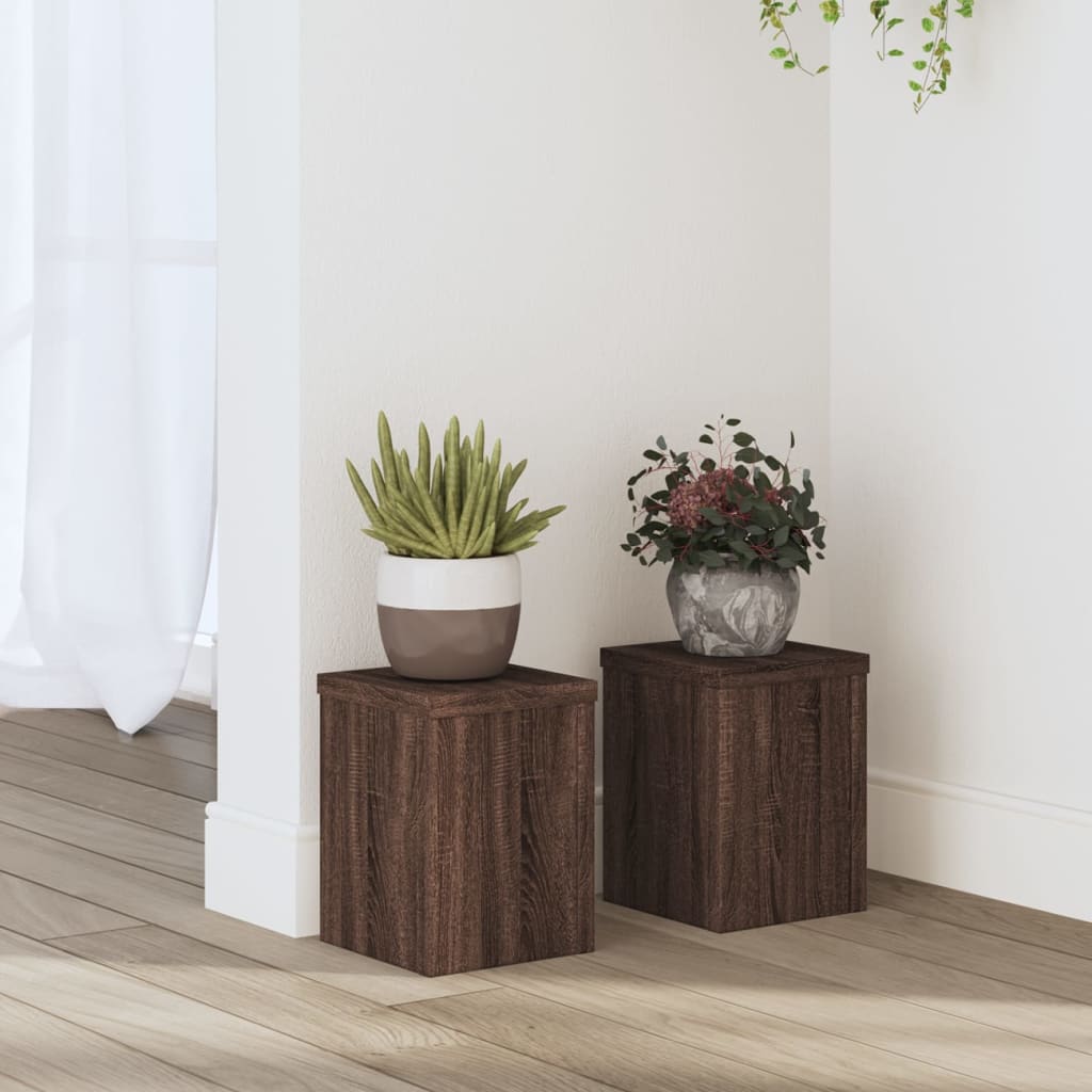 Plant Stands 2 pcs Brown Oak 15x15x20 cm Engineered Wood