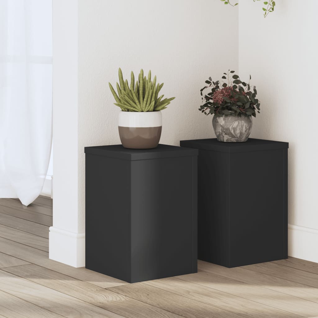 Plant Stands 2 pcs Black 20x20x30 cm Engineered Wood