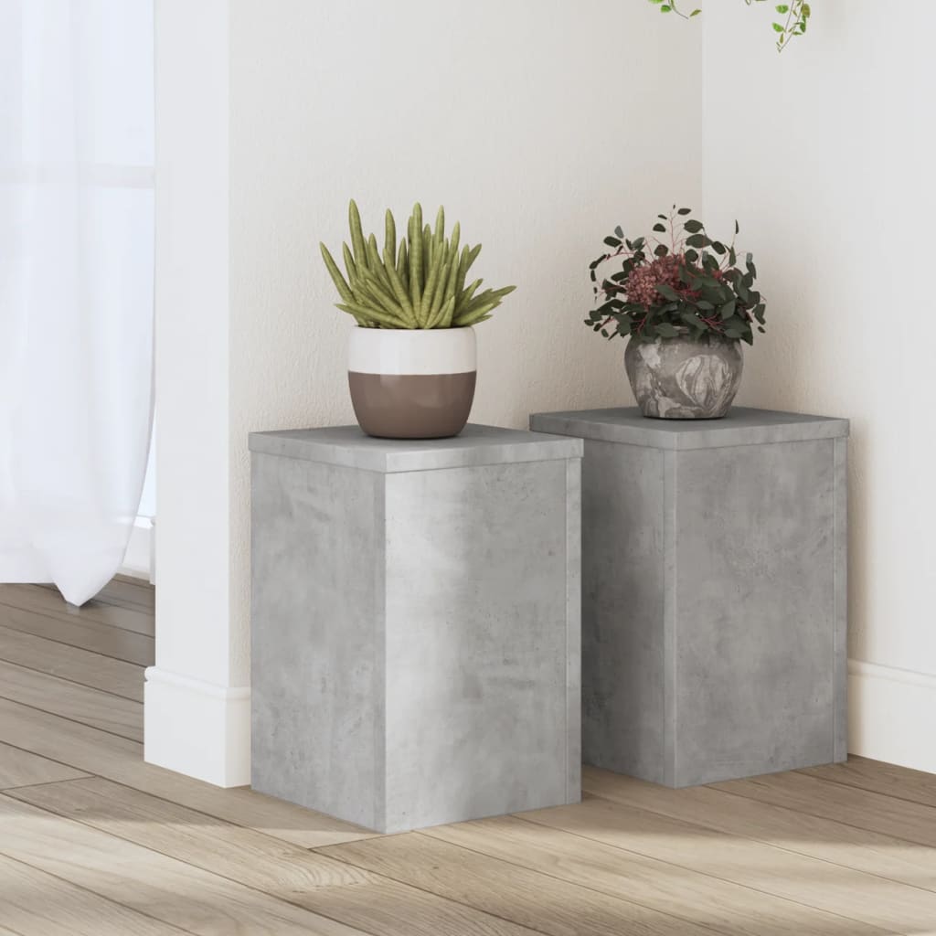 Plant Stands 2 pcs Concrete Grey 20x20x30 cm Engineered Wood