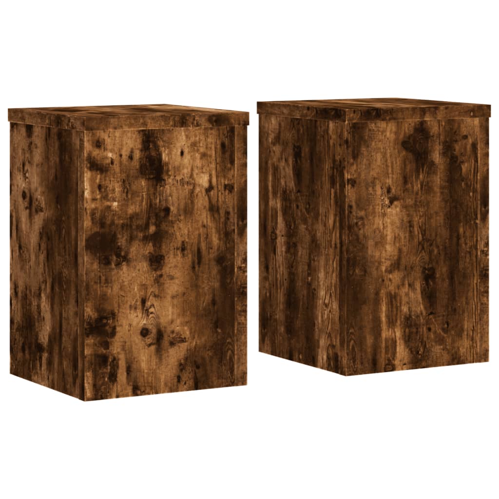 Plant Stands 2 pcs Smoked Oak 20x20x30 cm Engineered Wood