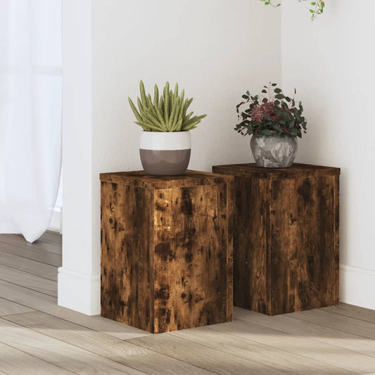 Plant Stands 2 pcs Smoked Oak 20x20x30 cm Engineered Wood