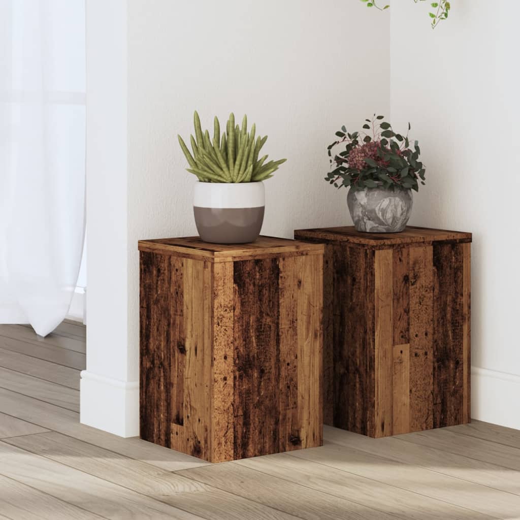 Plant Stands 2 pcs Old Wood 20x20x30 cm Engineered Wood