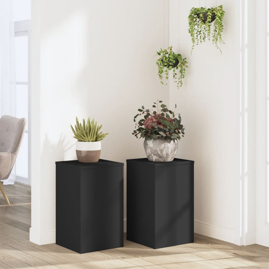 Plant Stands 2 pcs Black 30x30x50 cm Engineered wood