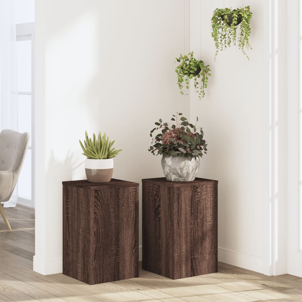 Plant Stands 2 pcs Brown Oak 30x30x50 cm Engineered wood