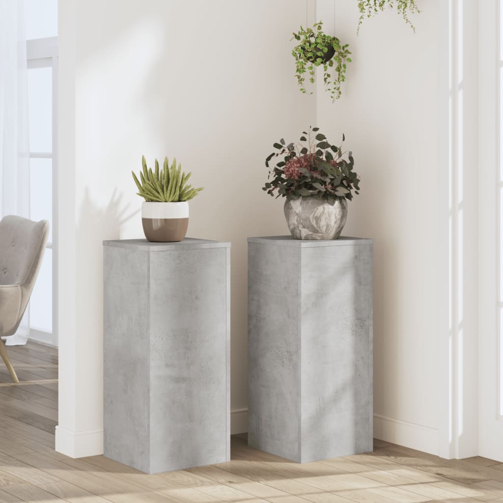 Plant Stands 2 pcs Concrete Grey 30x30x70 cm Engineered wood