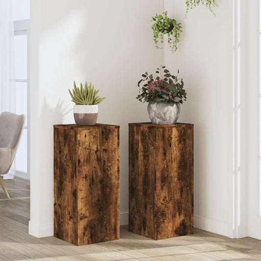 Plant Stands 2 pcs Smoked Oak 30x30x70 cm Engineered wood