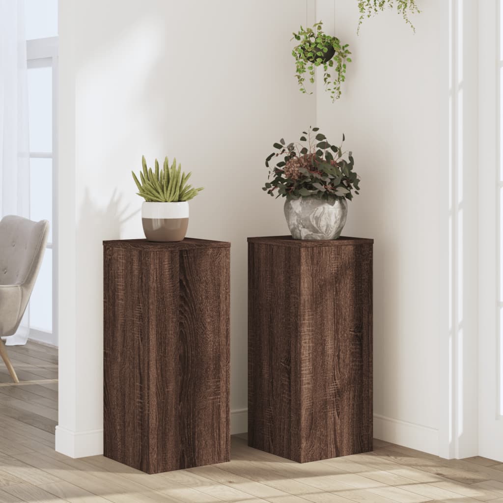 Plant Stands 2 pcs Brown Oak 30x30x70 cm Engineered wood