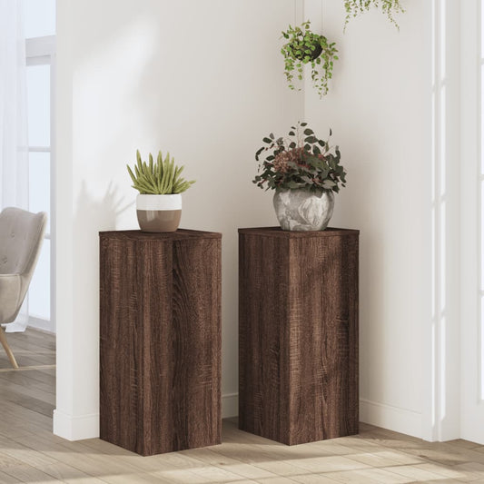 Plant Stands 2 pcs Brown Oak 30x30x70 cm Engineered wood