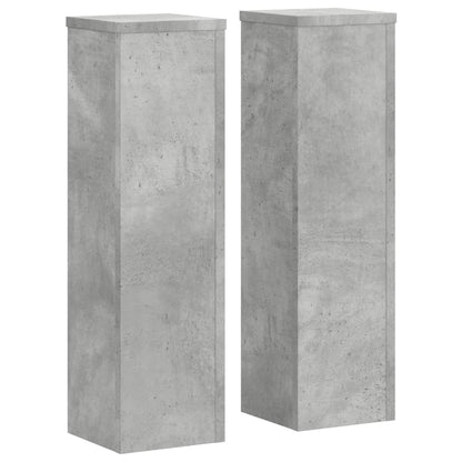 Plant Stand 2pcs Concrete Grey 17x17x60 cm Engineered Wood