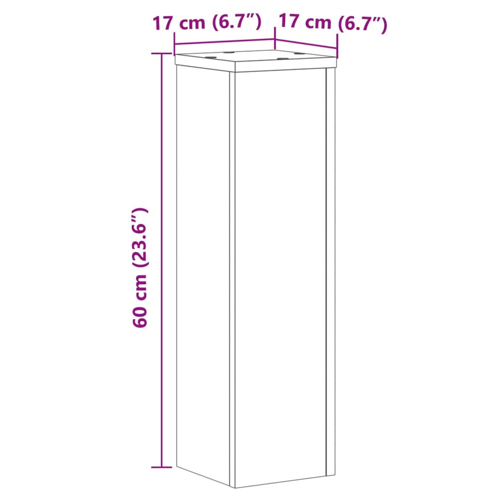 Plant Stand 2pcs Concrete Grey 17x17x60 cm Engineered Wood