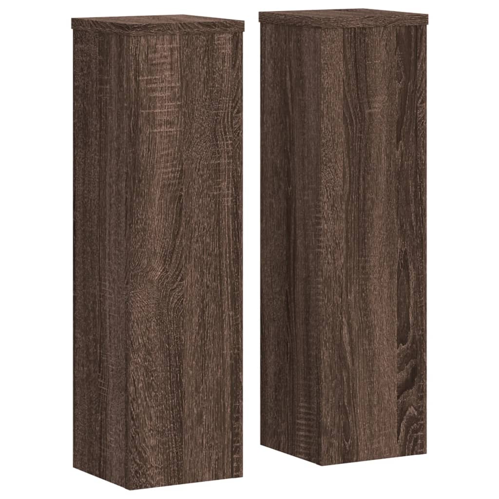 Plant Stand 2pcs Brown Oak 17x17x60 cm Engineered Wood