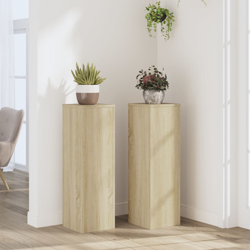 Plant Stand 2pcs Sonoma Oak 25x25x80 cm Engineered Wood