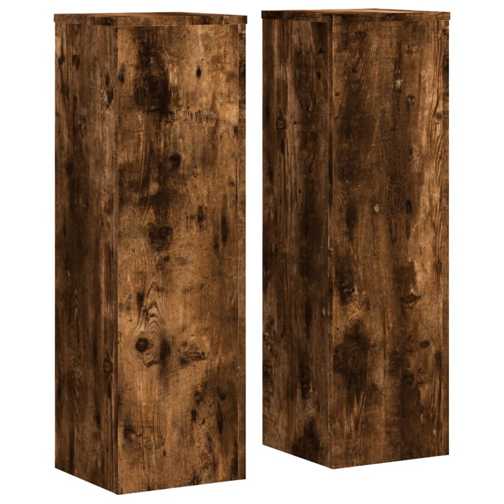 Plant Stand 2pcs Smoked Oak 25x25x80 cm Engineered Wood