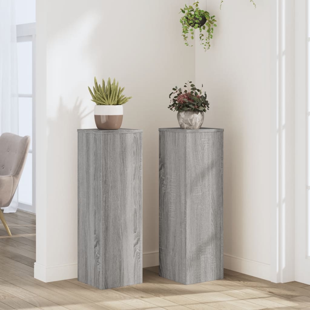 Plant Stand 2pcs Grey Sonoma 25x25x80 cm Engineered Wood