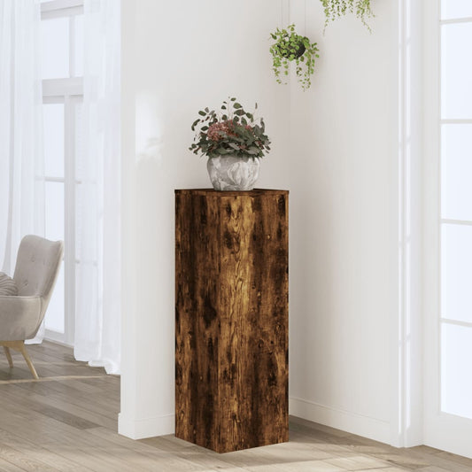 Plant Stand Smoked Oak 33x33x100 cm Engineered Wood