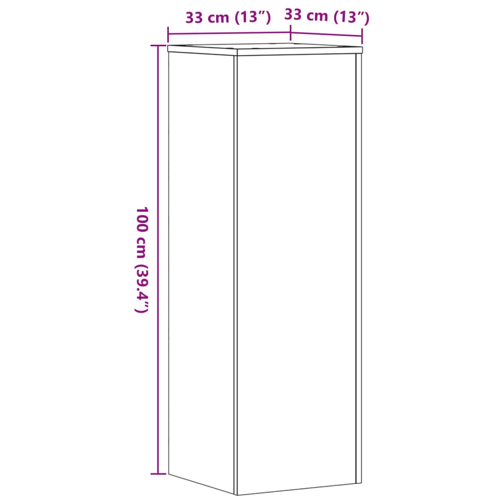 Plant Stand Grey Sonoma 33x33x100 cm Engineered Wood