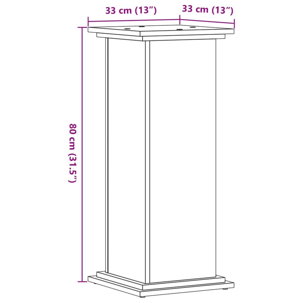 Plant Stand Concrete Grey 33x33x80 cm Engineered Wood