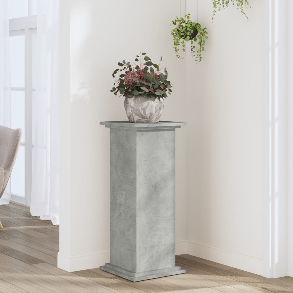 Plant Stand Concrete Grey 33x33x80 cm Engineered Wood