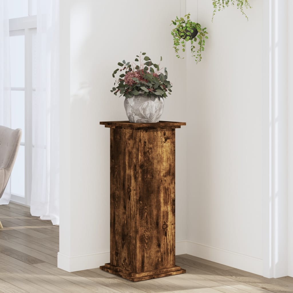 Plant Stand Smoked Oak 33x33x80 cm Engineered Wood