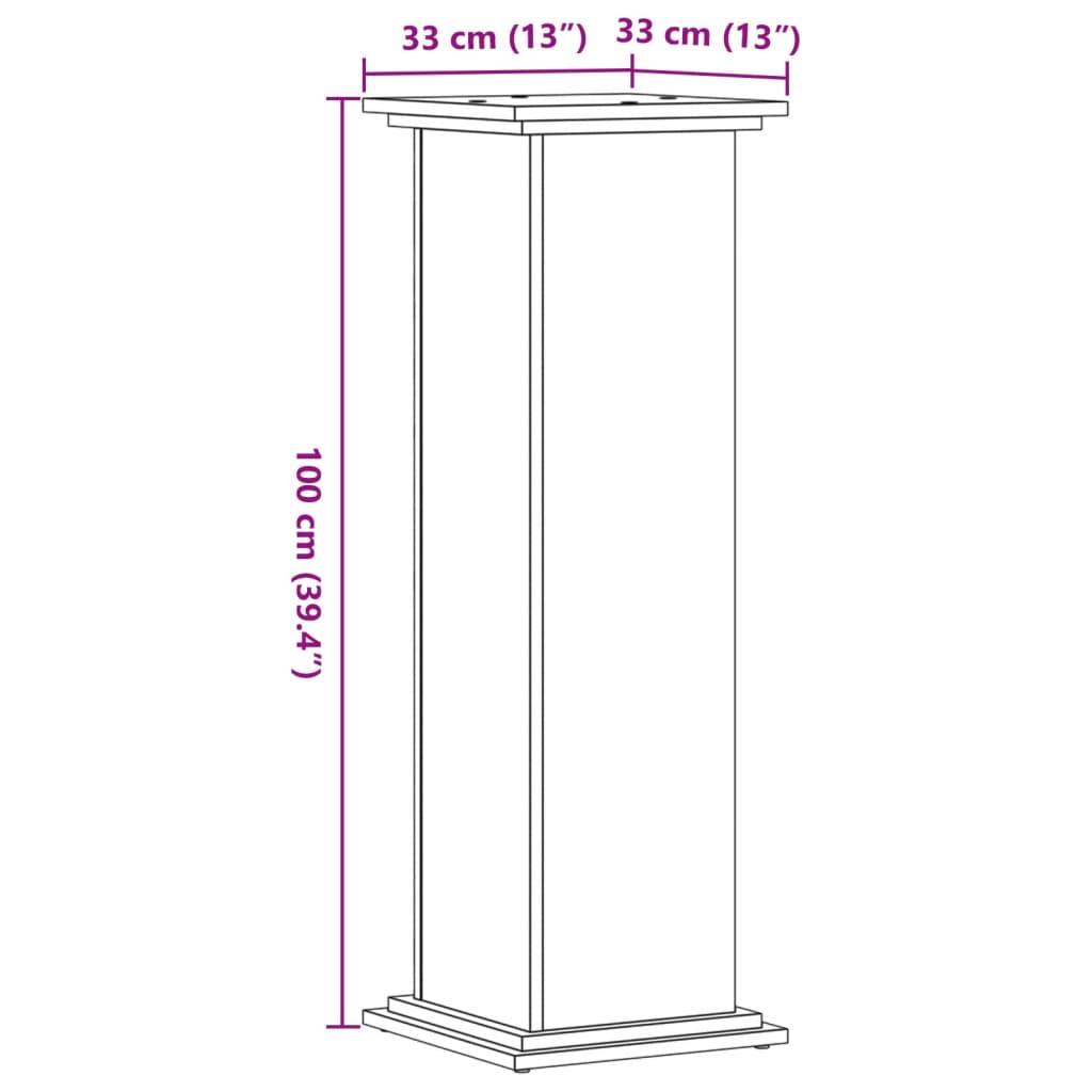 Plant Stand Sonoma Oak 33x33x100 cm Engineered Wood