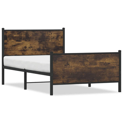 Metal Bed Frame without Mattress Smoked Oak 100x190 cm