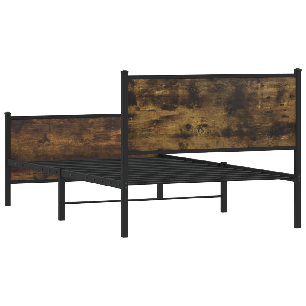 Metal Bed Frame without Mattress Smoked Oak 100x190 cm