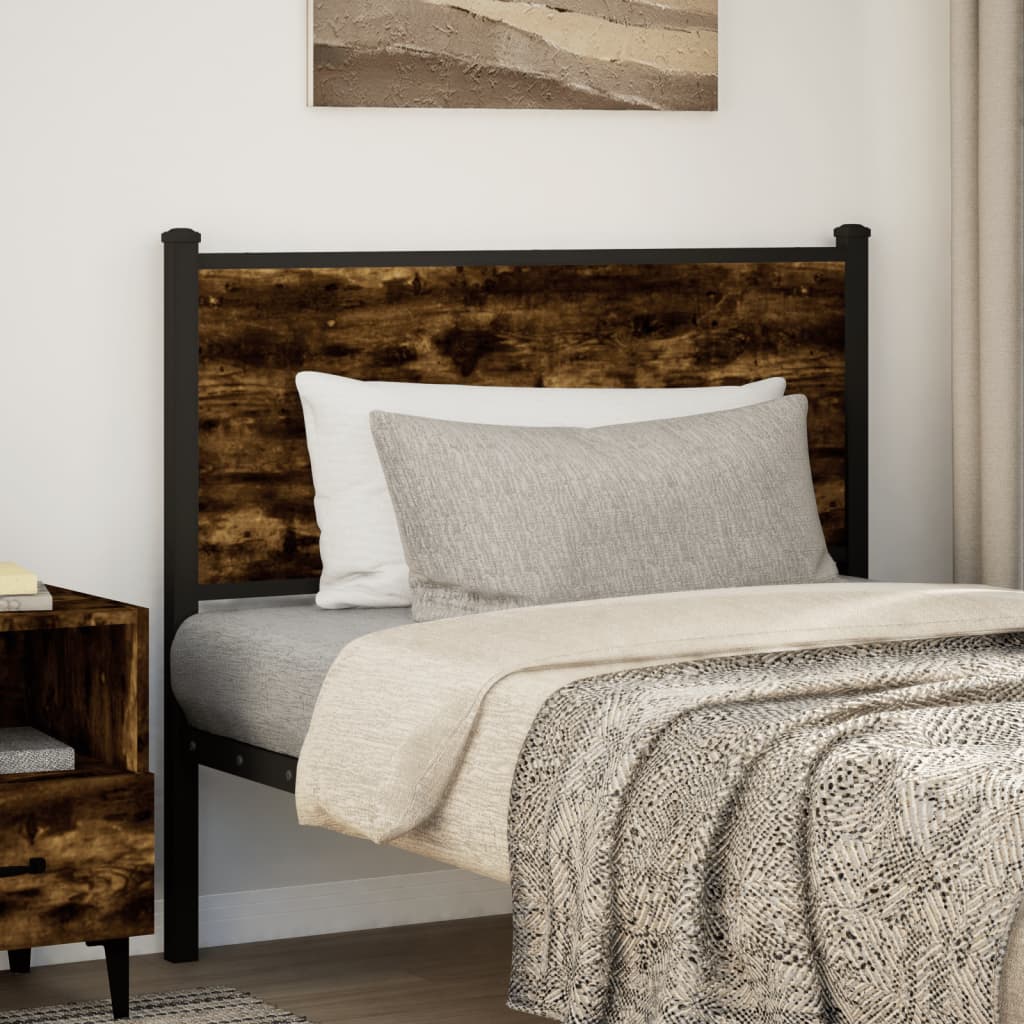 Headboard Smoked Oak 100 cm Engineered Wood and Steel