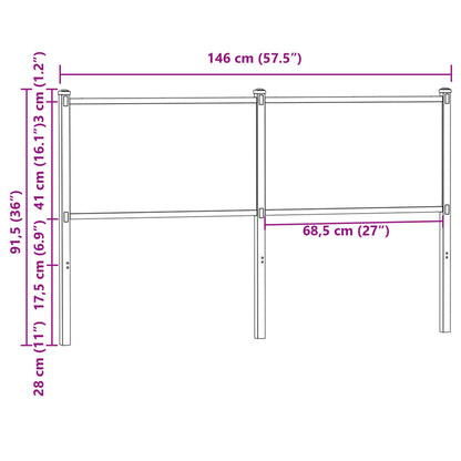 Headboard Smoked Oak 140 cm Engineered Wood and Steel