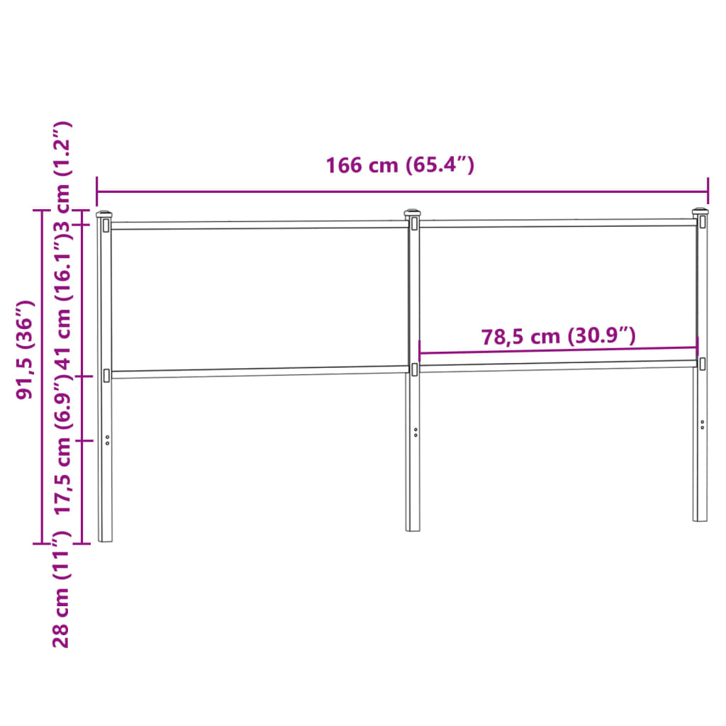 Headboard Smoked Oak 160 cm Engineered Wood and Steel