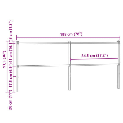 Headboard Smoked Oak 190 cm Engineered Wood and Steel