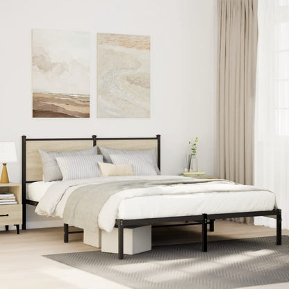 Metal Bed Frame with Headboard Sonoma Oak 150x200 cm King Size