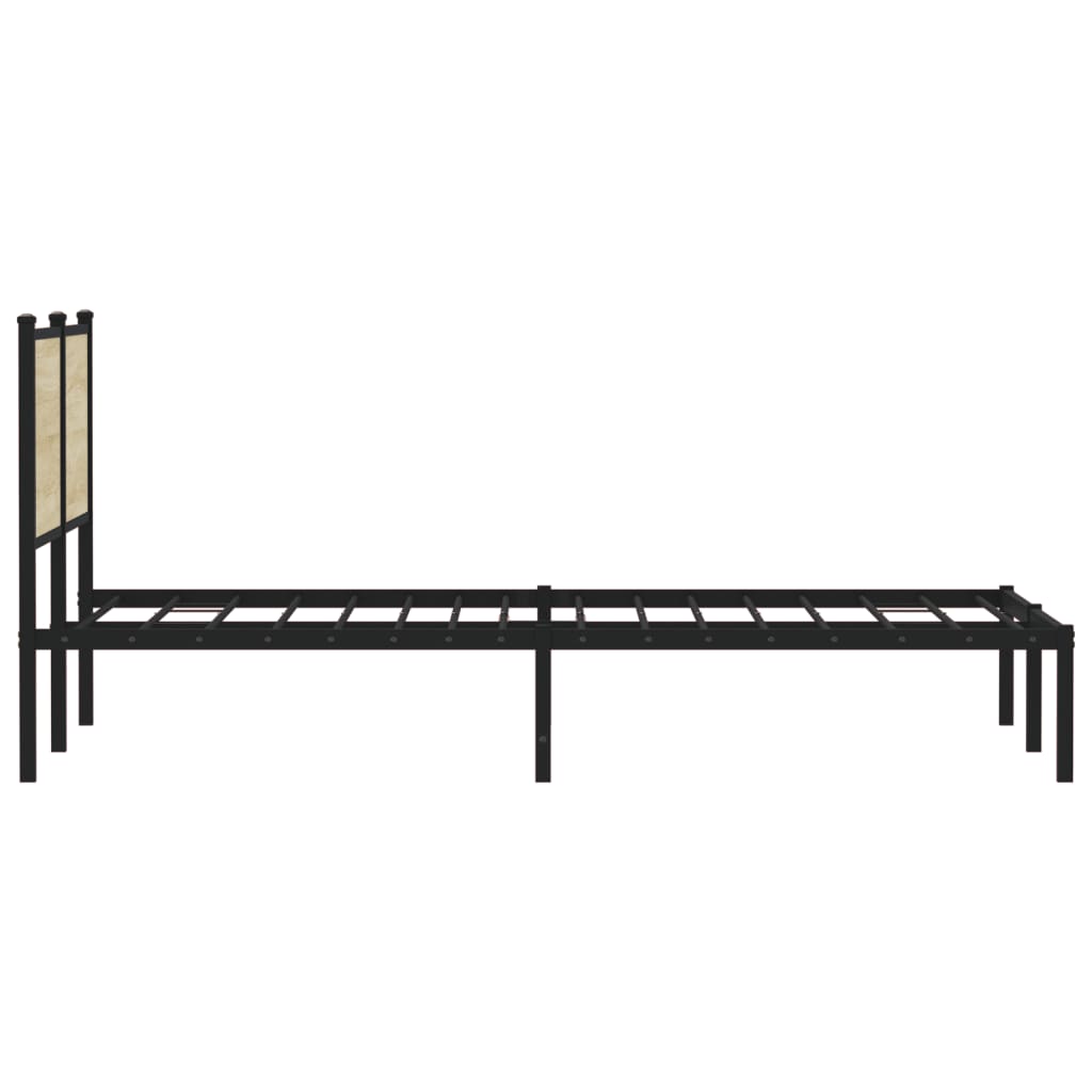 Metal Bed Frame with Headboard Sonoma Oak 150x200 cm King Size