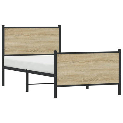 Metal Bed Frame without Mattress Sonoma Oak 90x190 cm Single