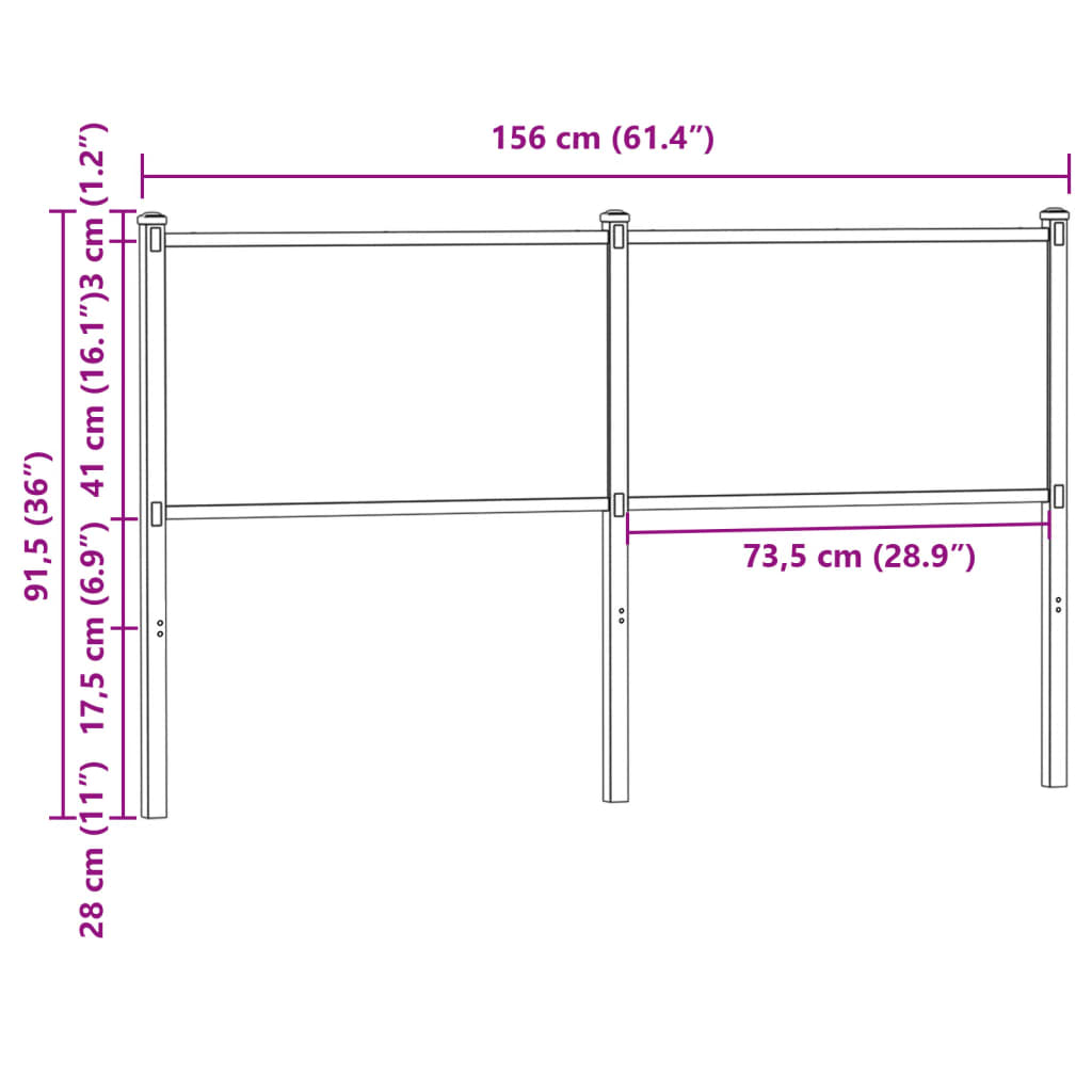 Headboard Sonoma 150 cm Engineered Wood and Steel