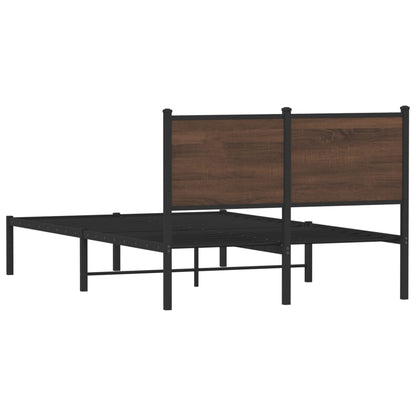 Metal Bed Frame without Mattress Brown Oak 120x190 cm Small Double