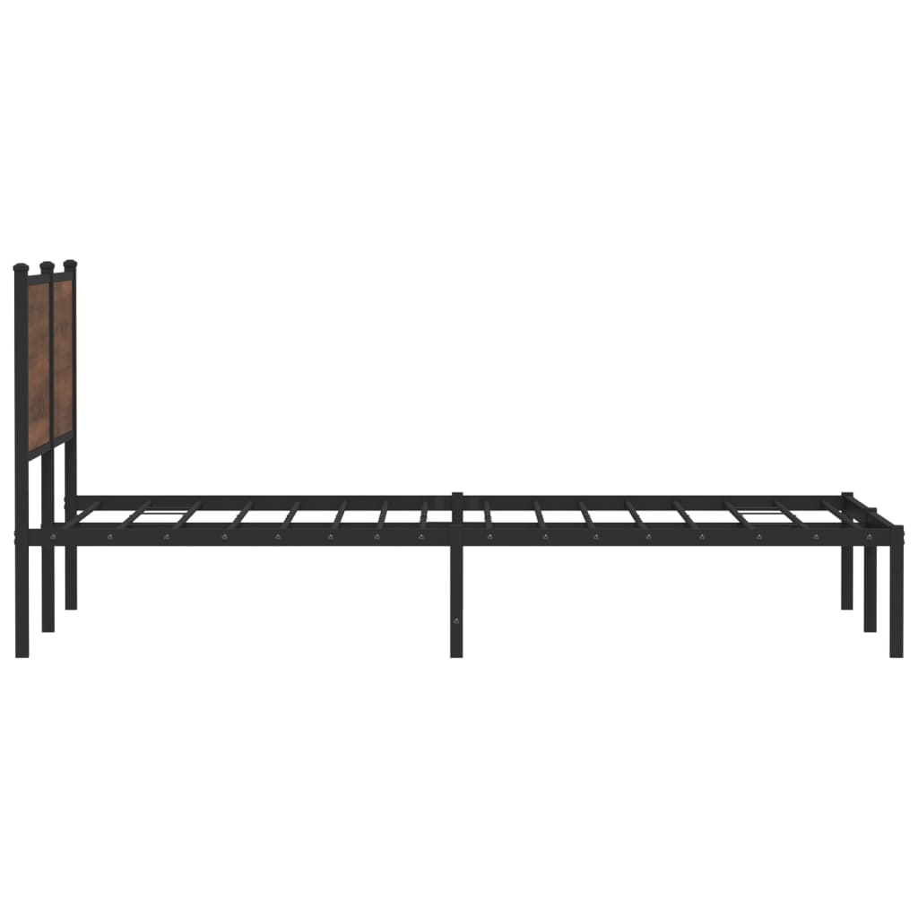 Metal Bed Frame with Headboard Brown Oak 150x200 cm King Size