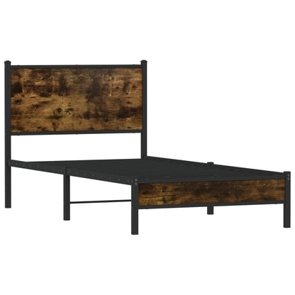 Metal Bed Frame without Mattress Smoked Oak 90x190 cm Single