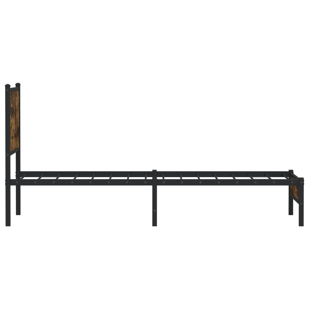 Metal Bed Frame without Mattress Smoked Oak 90x190 cm Single