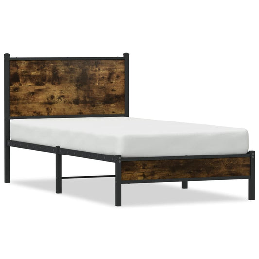 Metal Bed Frame without Mattress Smoked Oak 90x190 cm Single