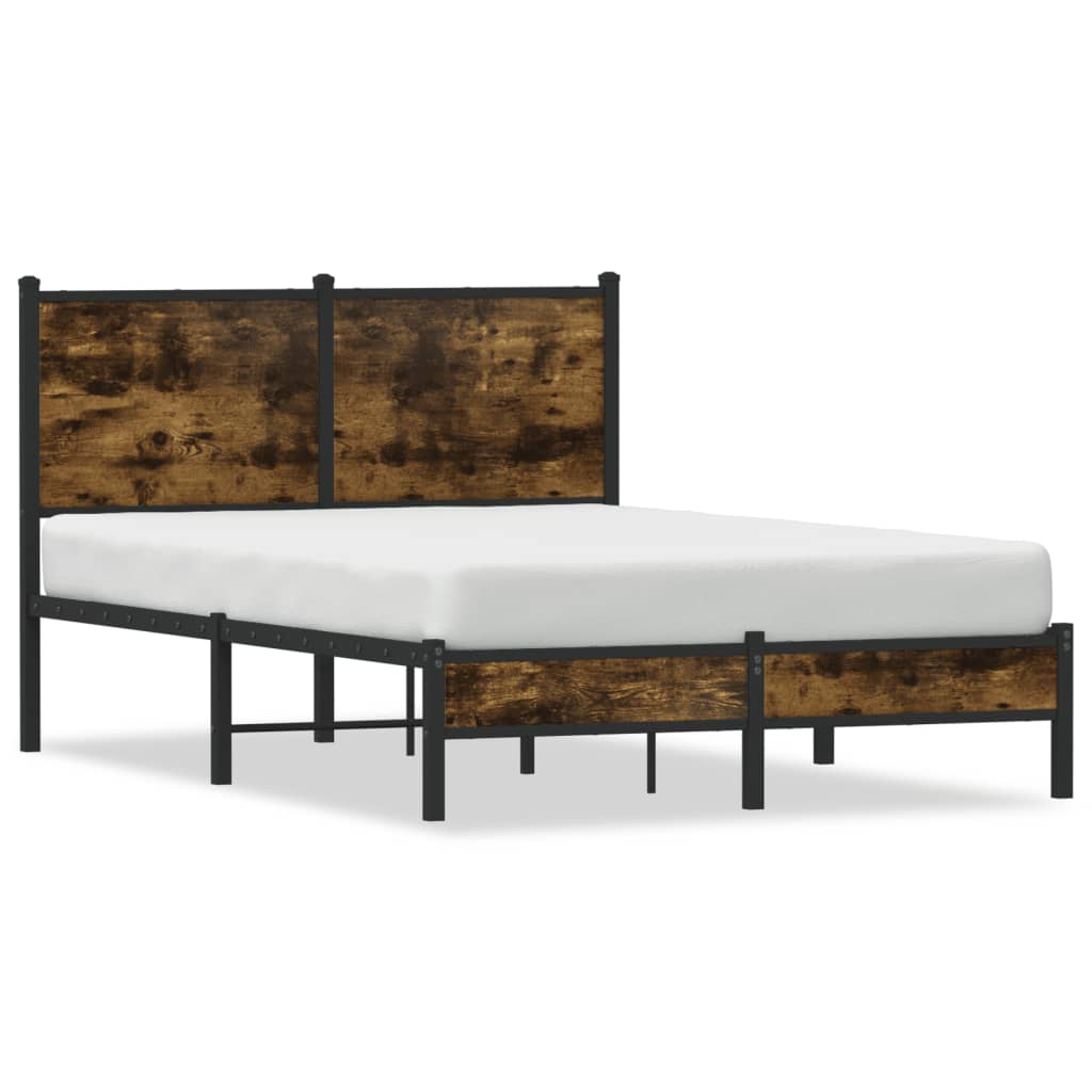 Metal Bed Frame without Mattress Smoked Oak 120x190 cm Small Double