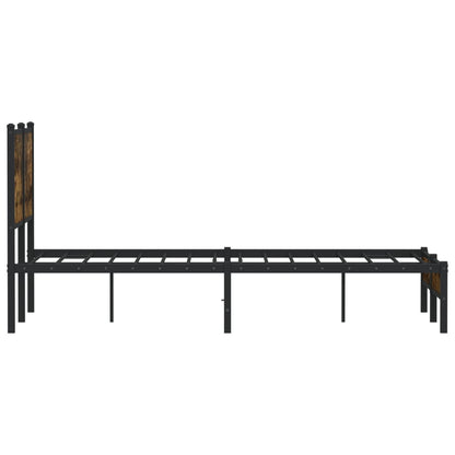 Metal Bed Frame without Mattress Smoked Oak 120x190 cm Small Double