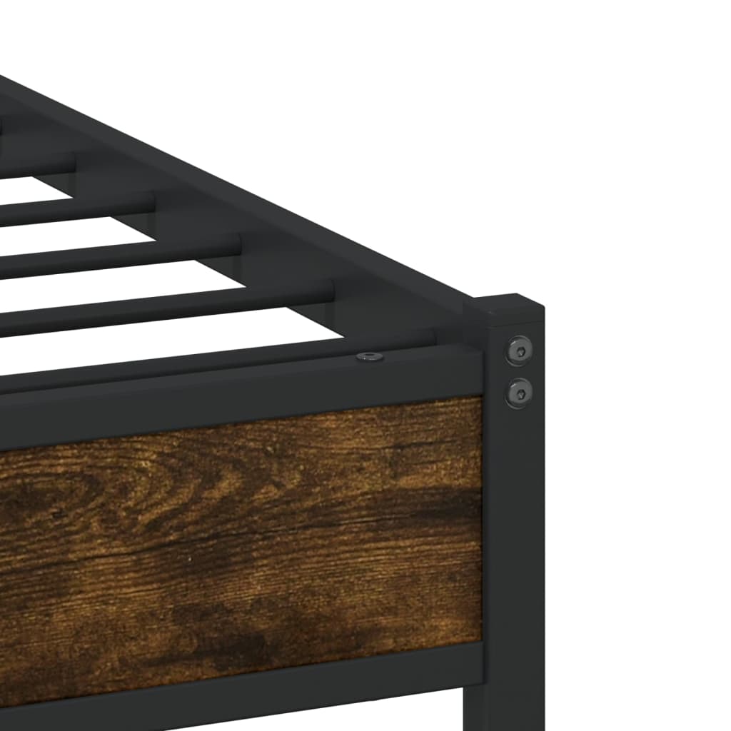 Metal Bed Frame without Mattress Smoked Oak 120x190 cm Small Double