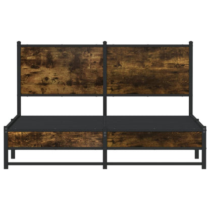 Metal Bed Frame without Mattress Smoked Oak 150x200 cm King Size