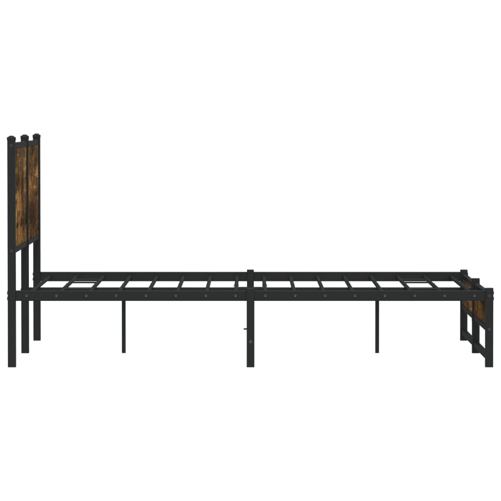 Metal Bed Frame without Mattress Smoked Oak 150x200 cm King Size