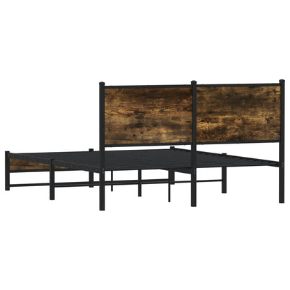 Metal Bed Frame without Mattress Smoked Oak 150x200 cm King Size