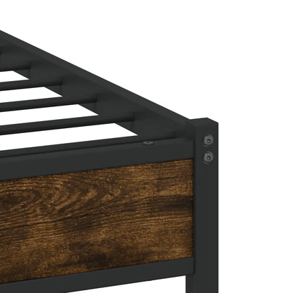 Metal Bed Frame without Mattress Smoked Oak 150x200 cm King Size