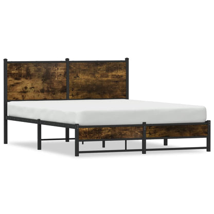 Metal Bed Frame without Mattress Smoked Oak 150x200 cm King Size